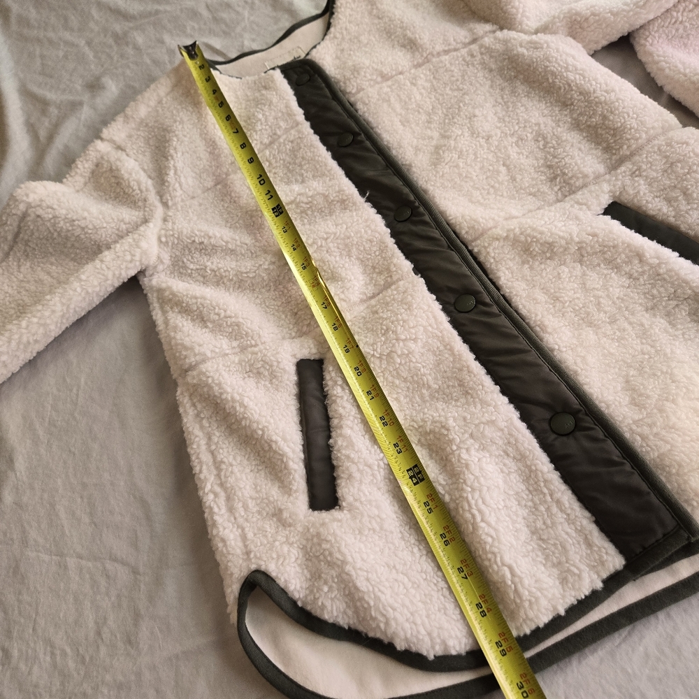 Abercrombie & Fitch Cozy Ivory Sherpa Jacket sz S Fall Cozy Teddy Coat - Picture 12 of 12